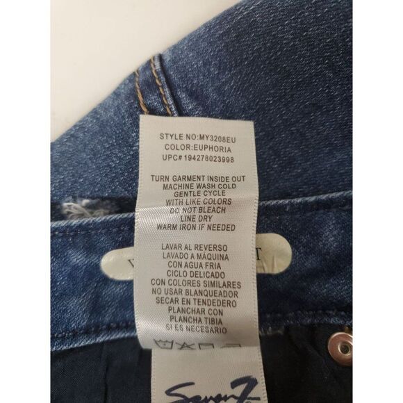 Seven7 Denim Weekend Cut Off Style Heavily Distressed Raw Hem Jean Shorts - Picture 7 of 10